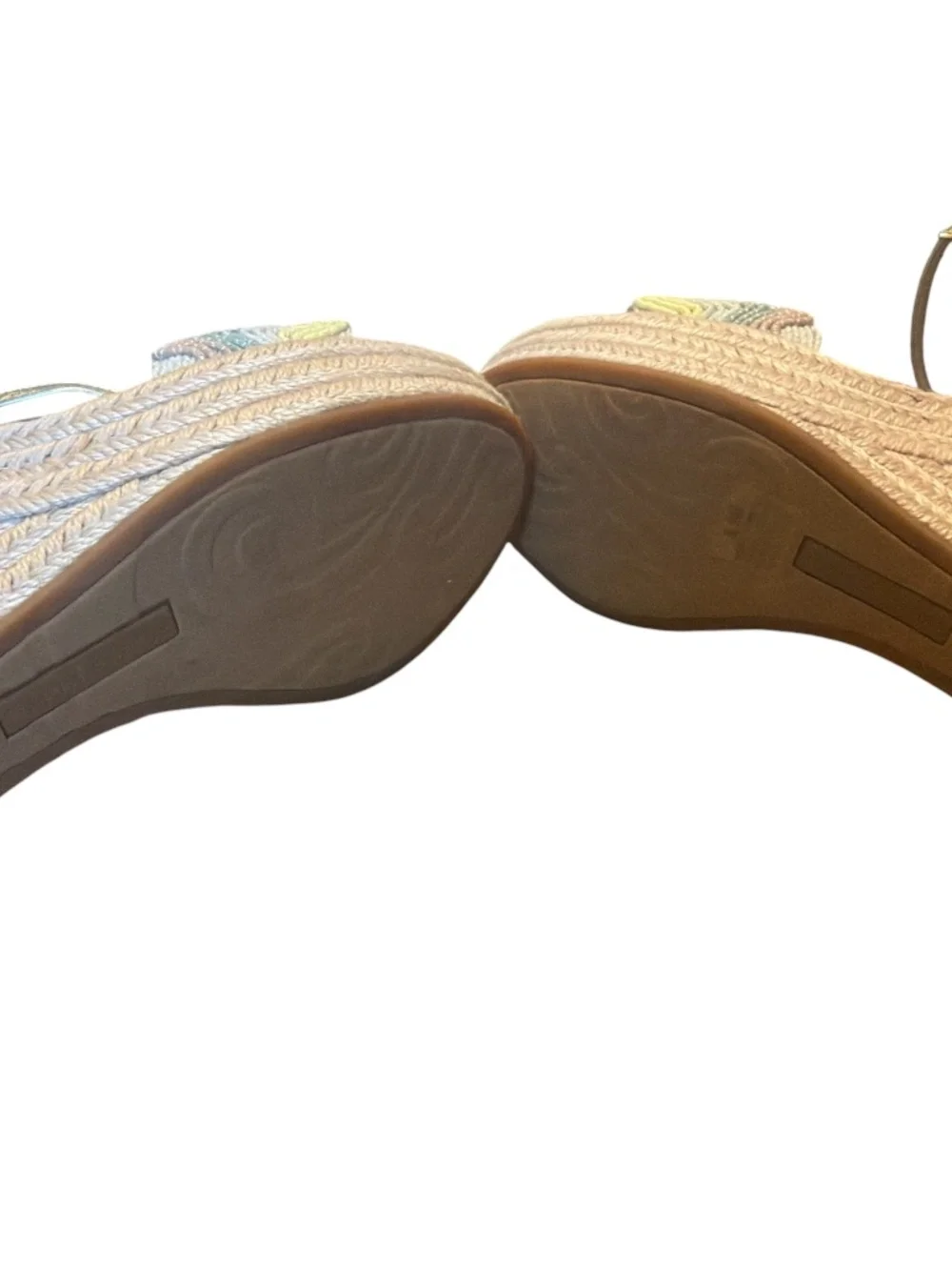 Copper Key Gold Espadrille Wedge Sandals Chevron Boho Size 9.5